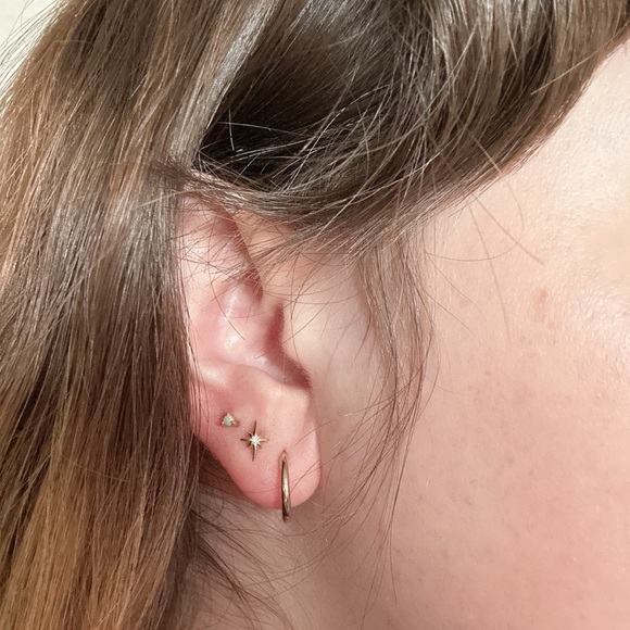 Local Eclectic solid gold simple huggie hoops (pair) - Picture 1 of 7